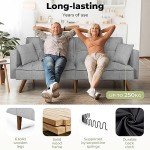 LEVEDE Grey 3-Seater Convertible Sofa Bed