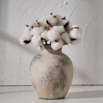 Boho Whitewashed Ceramic Flower Vase - 6 Inch