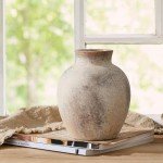 Boho Whitewashed Ceramic Flower Vase - 6 Inch
