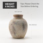 Boho Whitewashed Ceramic Flower Vase - 6 Inch