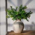 Boho Whitewashed Ceramic Flower Vase - 6 Inch