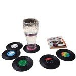 Retro Vinyl Record Coaster Set - 6 Pieces
