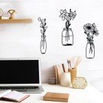 Black Metal Flower Wall Art - 3 Piece Set