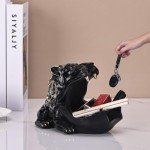 Black and Gold Resin Lion Key Bowl
