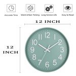12" Silent Modern Wall Clock - Green & White