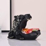 Black and Gold Resin Lion Key Bowl