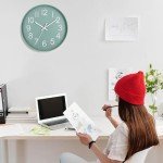 12" Silent Modern Wall Clock - Green & White