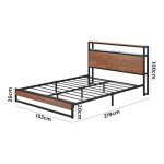 Oikiture Queen Bed Frame with LED Light & Charger