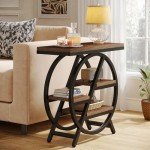 Narrow 3-Tier Sofa End Table with Storage