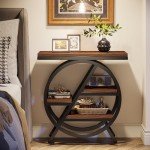 Narrow 3-Tier Sofa End Table with Storage