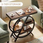 Narrow 3-Tier Sofa End Table with Storage