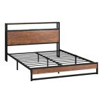 Oikiture Queen Bed Frame with LED Light & Charger