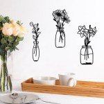 Black Metal Flower Wall Art - 3 Piece Set