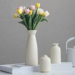 Set of 3 Distressed Ceramic Vases for Home Decor