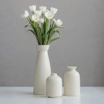 Set of 3 Distressed Ceramic Vases for Home Decor