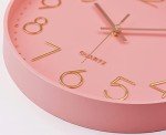 Silent Pink Round Wall Clock for Home Decor