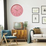 Silent Pink Round Wall Clock for Home Decor