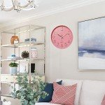 Silent Pink Round Wall Clock for Home Decor
