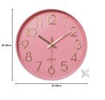 Silent Pink Round Wall Clock for Home Decor