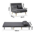 Grey Folding Sofa Bed with Cushions for Two