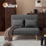 Grey Folding Sofa Bed with Cushions for Two