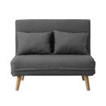 Grey Folding Sofa Bed with Cushions for Two