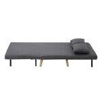 Grey Folding Sofa Bed with Cushions for Two