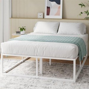 Zinus Joseph White Double Bed Frame with Storage