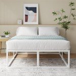 Zinus Joseph White Double Bed Frame with Storage