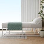 Zinus Joseph White Double Bed Frame with Storage