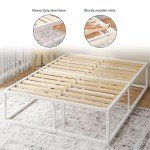 Zinus Joseph White Double Bed Frame with Storage
