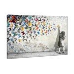 Banksy Butterfly Canvas Wall Art - 24x36inch