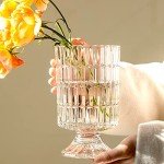 Embossed 7'' Crystal Glass Vase for Décor