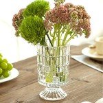 Embossed 7'' Crystal Glass Vase for Décor