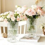 Embossed 7'' Crystal Glass Vase for Décor