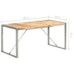 Solid Mango Wood Rectangular Dining Table - Industrial Style