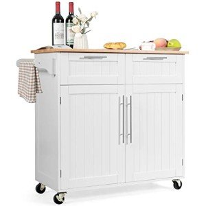 Giantex Rolling Kitchen Island Trolley Cart - White