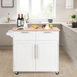 Giantex Rolling Kitchen Island Trolley Cart - White
