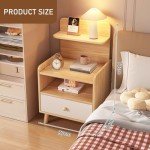 Modern Solid Wood Bedside Table with Shelves