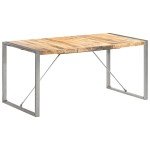Solid Mango Wood Rectangular Dining Table - Industrial Style
