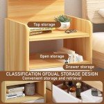 Modern Solid Wood Bedside Table with Shelves