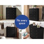 Alfordson Tallboy Dresser with 5 Drawers - Black