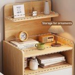 Modern Solid Wood Bedside Table with Shelves