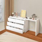 Stylish 6-Drawer Tallboy Dresser and Vanity Table