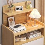 Modern Solid Wood Bedside Table with Shelves