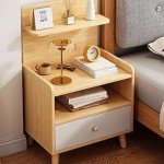 Modern Solid Wood Bedside Table with Shelves