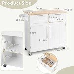 Giantex Rolling Kitchen Island Trolley Cart - White