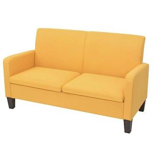 Yellow Modern 2-Seater Sofa with Pinewood Frame