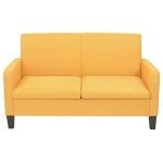 Yellow Modern 2-Seater Sofa with Pinewood Frame