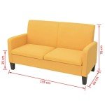 Yellow Modern 2-Seater Sofa with Pinewood Frame